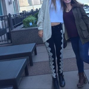LF Black Jeans with lace on the side.